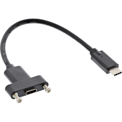 Inline® USB 3.2 GEN.2 C Male / Female With Flange Cable Black 0.20M — image 1