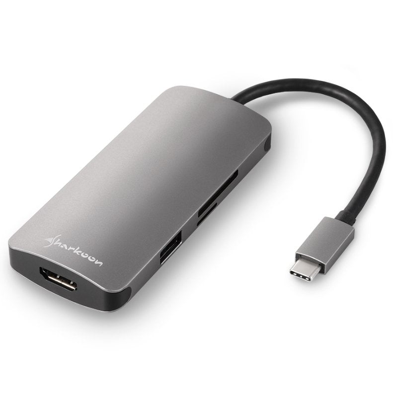 Sharkoon Hub USB 3X3.0 Type C + HDMI Aluminium Grey Oscuro