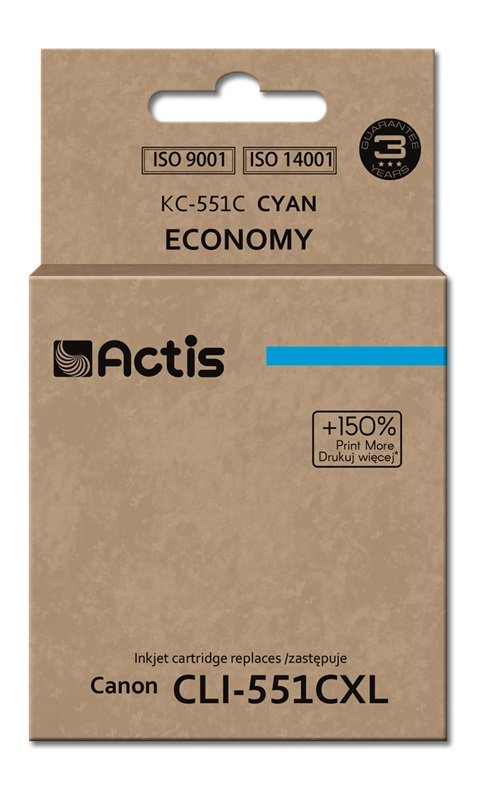 Actis Ink KC-551C (reemplazo Canon CLI-551C - Standard - 12ML - Cyan)