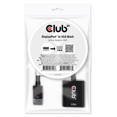 CLUB3D Adapter DisplayPort VGA Aktiv M/H Black — image 1