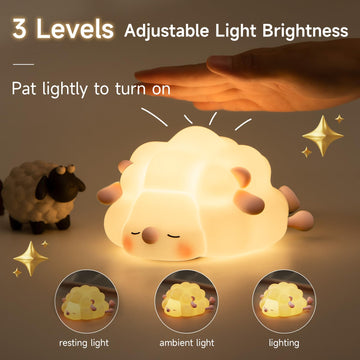 Cute Silicone Night Lights Sheep Cartoon Bedroom Lamp For Children's Room Decor Rechargeable Timing Dimming Sleep Night Light