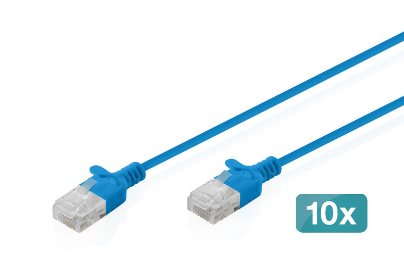 CAT.6 U-UTP Slim Network Cable, 2M, Blue 10 Pcs
