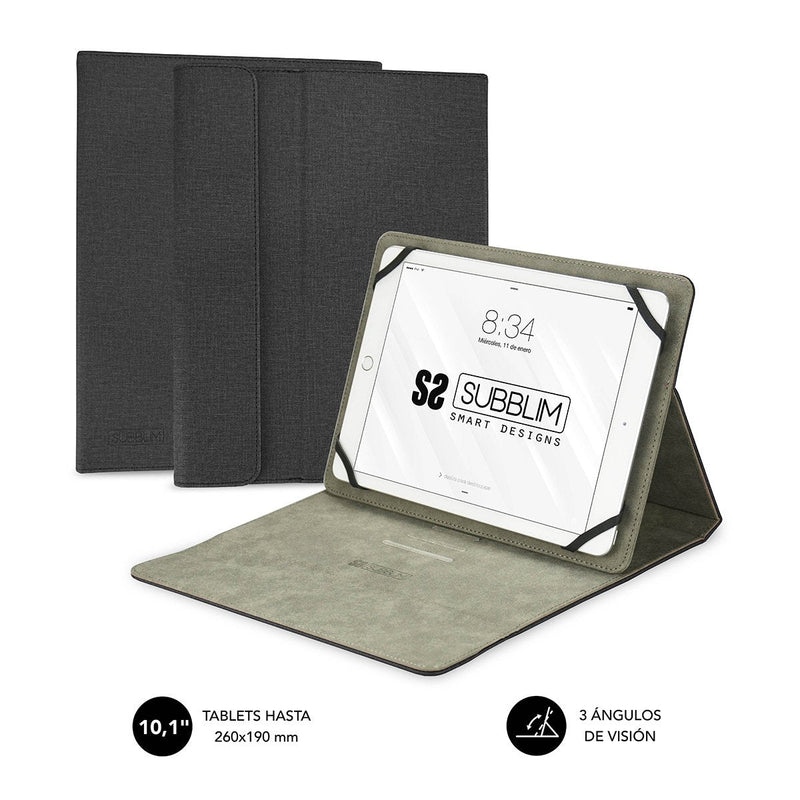 Subblim Case Universal Clever Stand Tablet Up To 10.1'/25.6CM Black Material Outdoor Finish Cloth Indoor Aterc