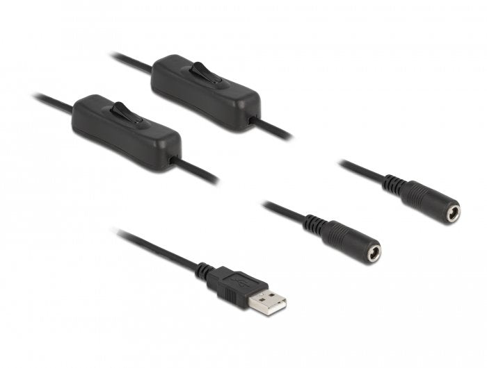 Delock USB Cable Typ-a Male a 2 X DC 5,5 X 2,1MM Female 1M