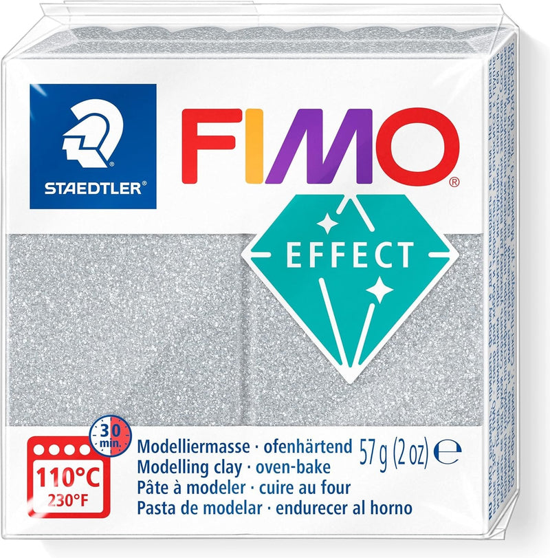 Staedtler 8010-812 Fimo Effect - Arcilla Polimérica Modelar Secado Horno, Colour Silver Purpurina (pastilla 57