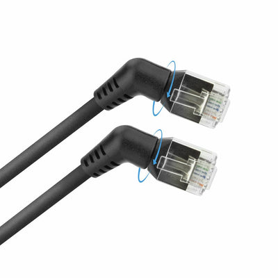 Black 7 Meters U FTP CAT.6A Slimline Patch Cable With Angled 360° Rotatable RJ45 Connectors — image 1