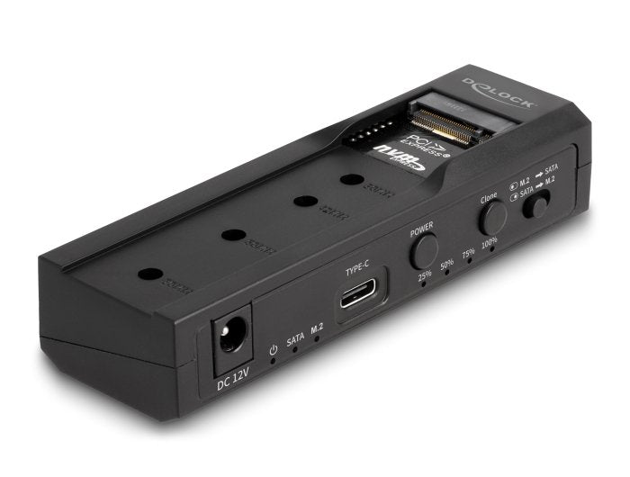 Delock 64252 Convertidor USB Type-c™ 1 X SSD M.2 NVMe + 1 X SATA SSD / HDD With Función Clonación