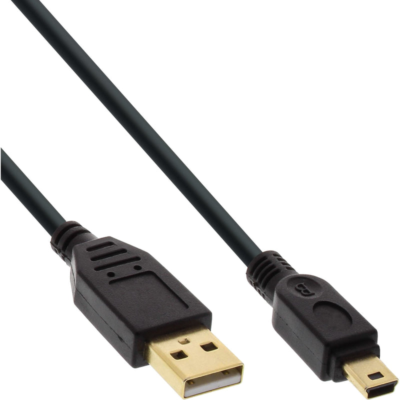 Inline USB 2.0 Mini Cable Type a Male a Mini-b Male 5 Pines Black / Gold 2M