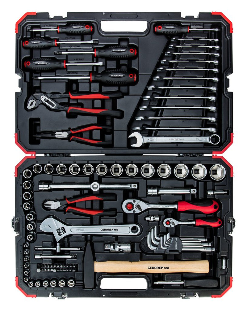 Gedore Kit Tools And Keys Tubo Red 1/4 + 1/2, 100 Pieces