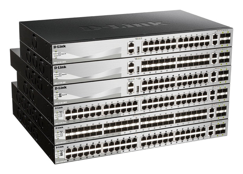 Switch Gestionable L3 D-link Stackable DGS-3130-30PS/ And 24P PoE (370W) Giga + 2P 10G + 4P 10G Sfp +