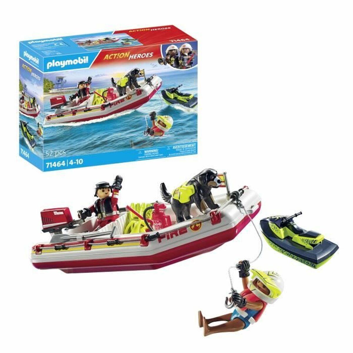 Playmobil Playset Playmobil Action Heroes - Fireboat And Water Scooter 71464 52 Pieces