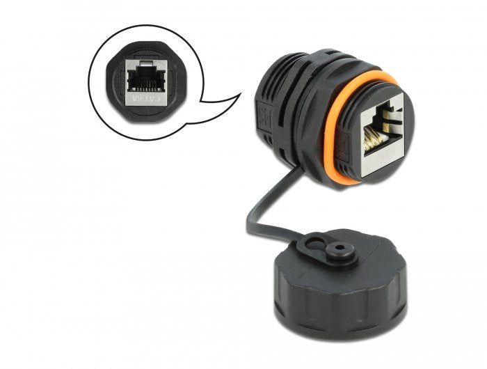 Delock Adapter Outdoor RJ45 Female a RJ45 Female CAT.6A With Cover Bloqueo