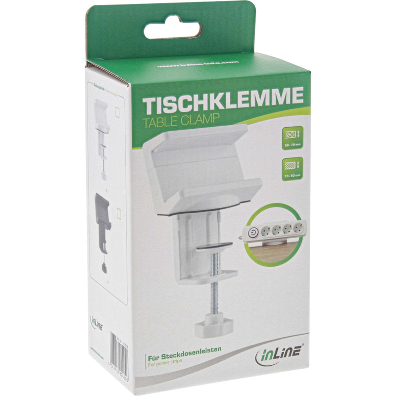 Inline Clamp Desk Power Strip Plugs White