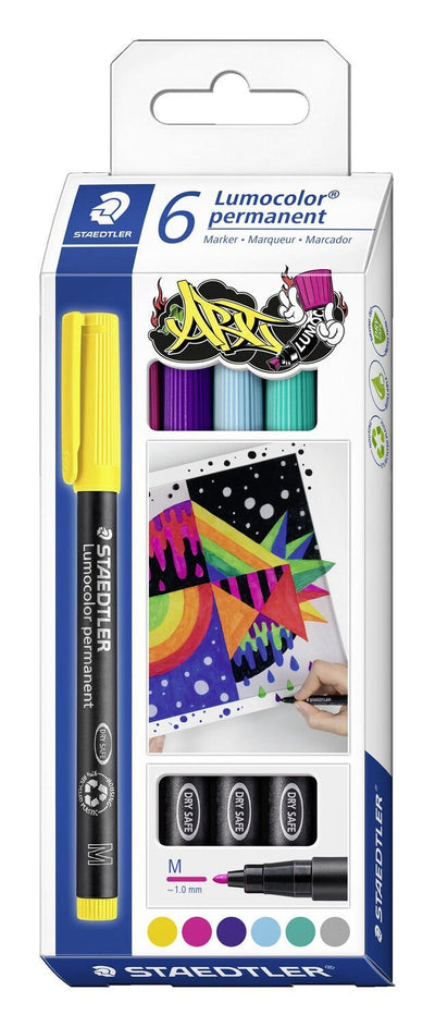 Staedtler Lumocolor 317 Pack 6 Markers Permanentes - Punta Media Redonda - Trazo 1MM Aprox - Capuchon With Cli — image 1