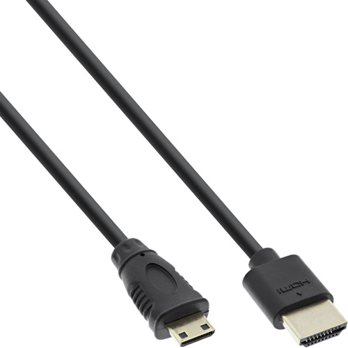 Inline HDMI Cable With Ethernet Type a C Male Súper Slim Black / Gold 1M — image 1