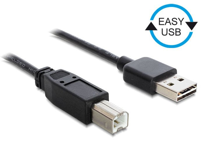 Delock Cable Easy-USB 2.0 Typ-a Male USB 2.0 Typ-b Male 3M Black