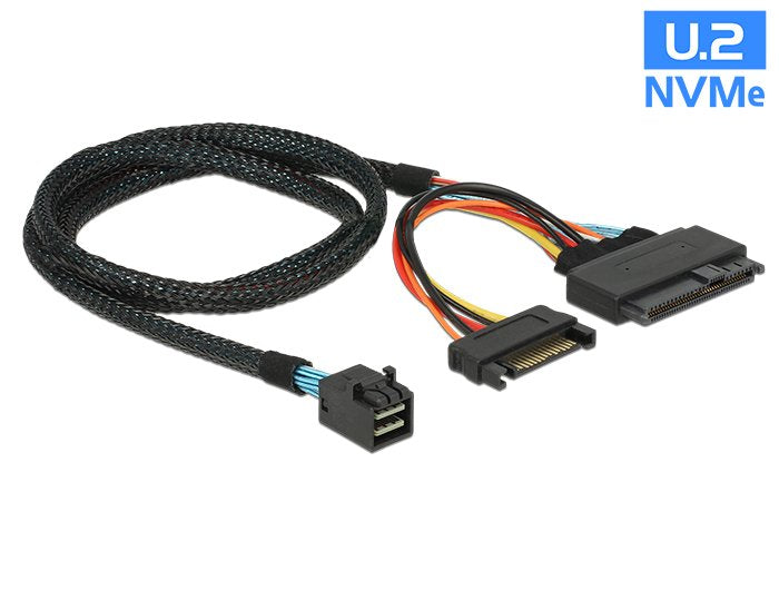 Delock 84821 Cable SFF-8643 Male U.2 SFF-8639 Female + Power SATA 75CM