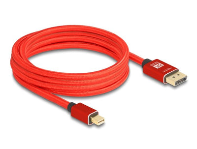 Delock Mini DisplayPort Zu DisplayPort Cable 8K 60 HZ 3M Red Metall Without Einrastfunktion — image 1