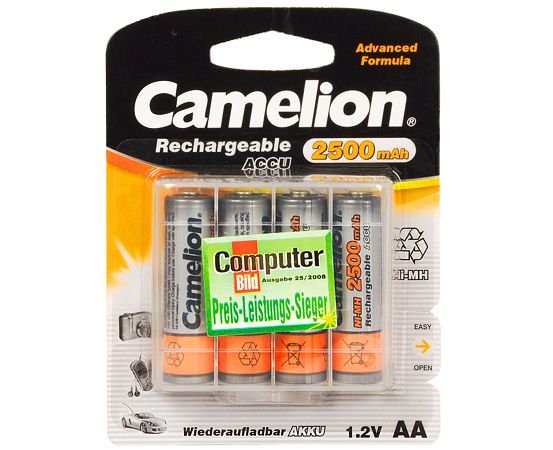 Camelion Batteries Aa/HR6, 2500MAH, Recargables Ni-mh, 4 Pieces