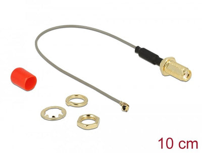 Delock Antenna Cable Sma Mampara Female Núcleo Ferrita a Mhf® I Male 1.13 10CM Length Hilo 10MM — image 1