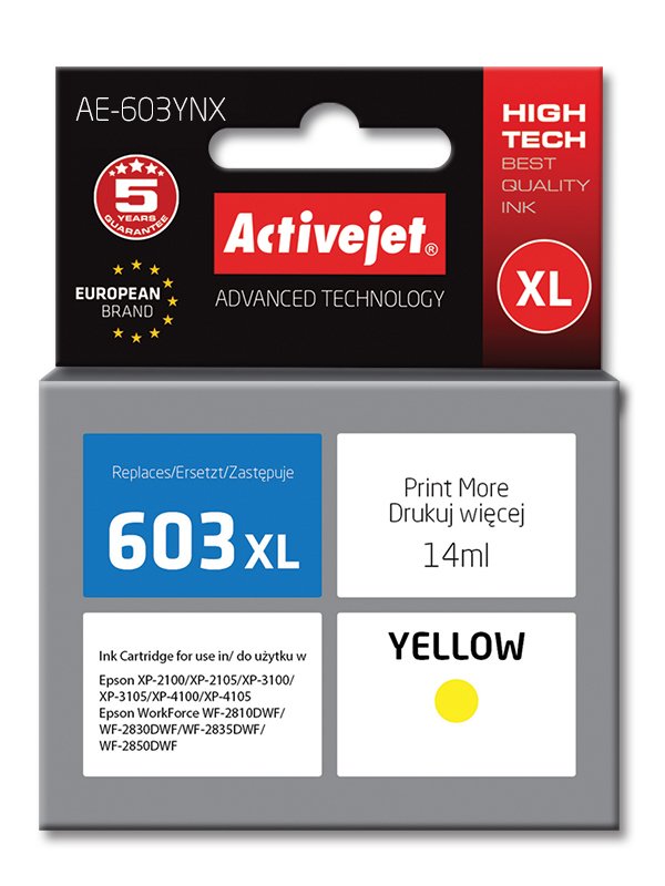Activejet Ink Cartridge Epson 603XL Yellow AE-603YNX