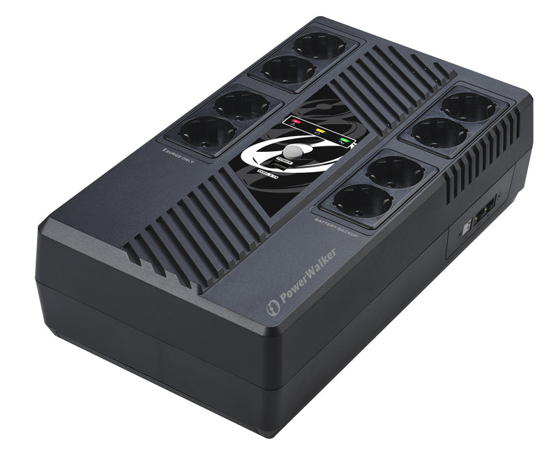 UPS Powerwalker UPS Line-interactive 600VA Ms 8X Schuko RJ45 In/Out USB Hid USB Charger