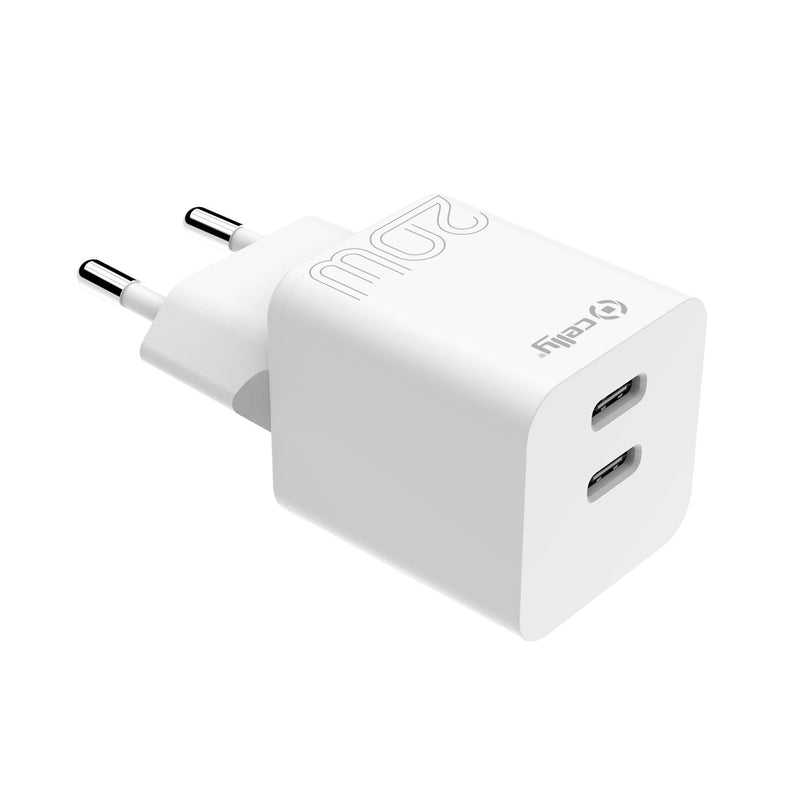 Celly TC2USBC20WWH Charger Wall 2 Usbc 20W White