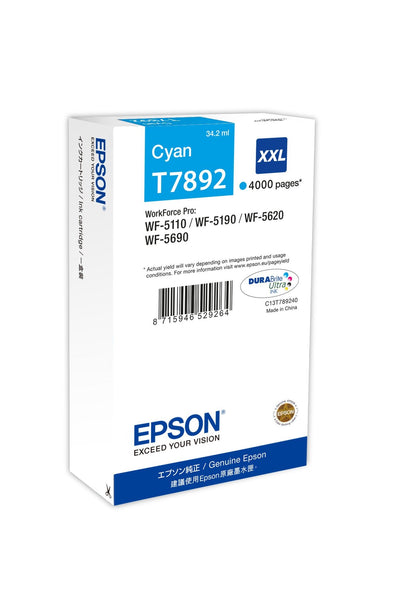 Epson Cartridge Genuine T7892XXL Cyan - C13T789240 ML-34.2PAG-4000 — image 1