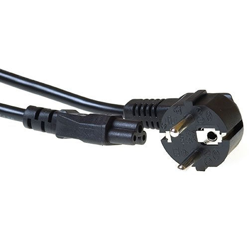 Powercord Mains Connector Schuko Cee 7 Male (angled) - C5 IEC 60320 Black 7M