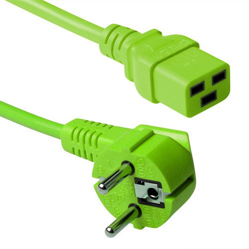 Powercord Mains Connector Schuko Cee 7 Male (angled) - C19 IEC 60320 Green 3M