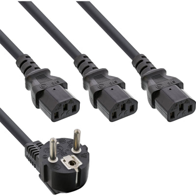 Inline Cable Power And 1X Plug Type F a 3X Plug IEC Black 5M — image 1