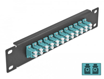 Delock 66768 Panel Connection Fibre Optic 10 12 Ports Lc Duplex Aguamarina 1U Black — image 1