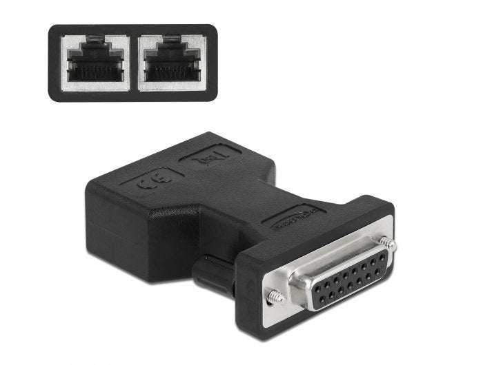 Delock Adapter D-sub 15 Pin Female a 2 X RJ45 Female