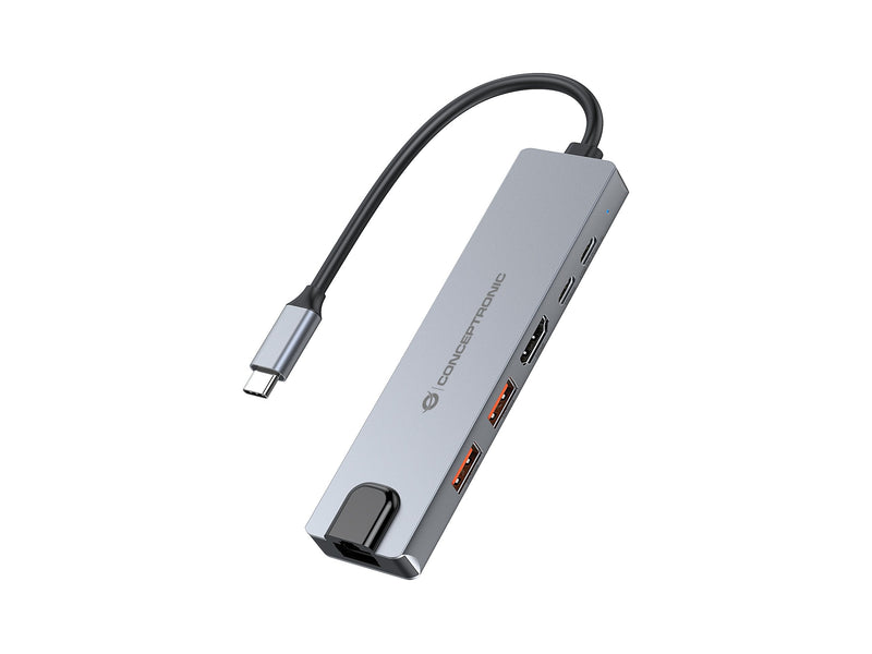 Conceptronic Docking USB-C 6-IN-1 1x HDMI 4K 2x USB-A 3.1 1x USB-C 2x USB-C PD140W 1x RJ45 Giga