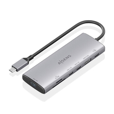 Aisens USB-C Dock 7 1, USB-C a 1x HDMI, 1x USB-A 10G, 2x USB-C 10G, 1XSD, 1XMICRO Sd, 1x USB-C Pd 100W, Grey 2 — image 1
