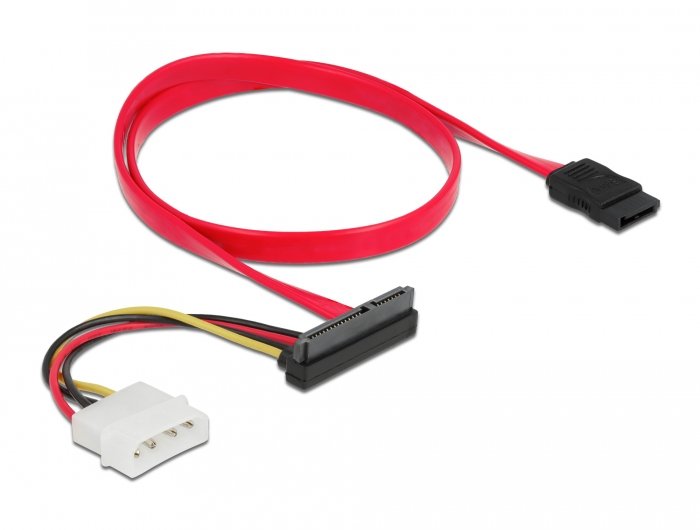 Delock Cable SATA 6GB S 7 Pin Buchse + Molex 4 Pin Strom Plug SATA 22 Pin Buchse Oben Gewinkelt 50CM