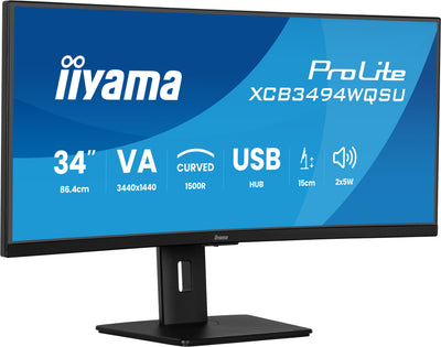Iiyama Monitor Prolite XCB3494WQSU-B1 LED 34 Black (matt), Wqhd, Va, Curvado, AMD Freesync Premium, Panel 120H — image 1
