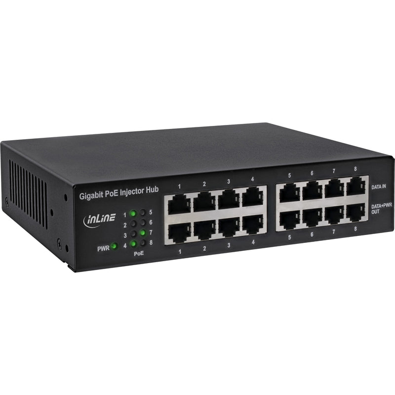 Inline PoE + Gigabit Network Injector Hub 8 Ports (8X PoE + ), 1GBIT/S, 19 Stands Incluidos), Metal Without Fa