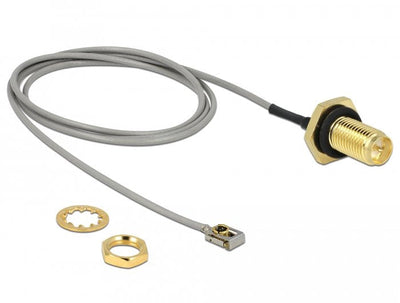 Delock Cable Antenna Rp-sma Connector Female Assembly a Mhf I Lk Connector Male 1.13 50CM Gewindelnge 10MM Pro — image 1