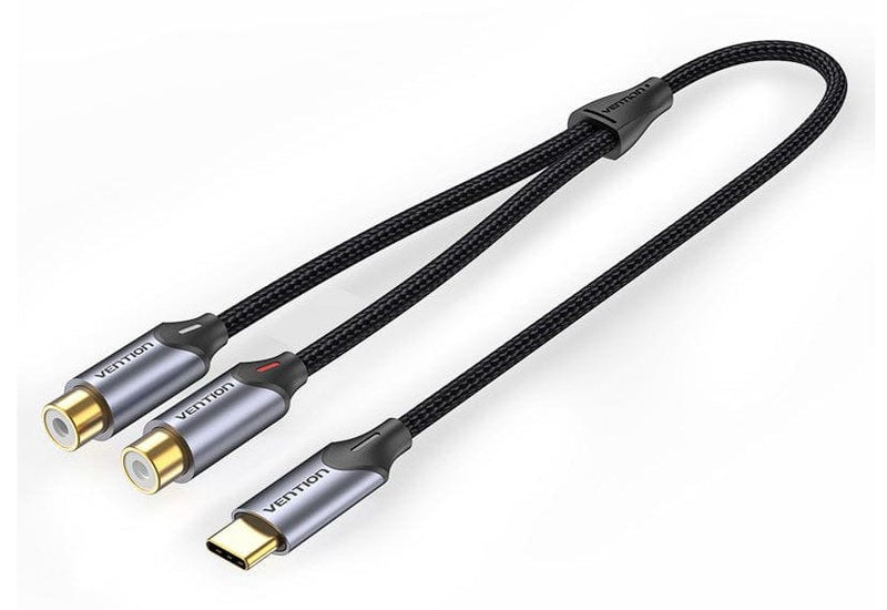 Vention Cable Converter Bgvhg 2X Rca Female USB Type-c Male 1.5M Grey
