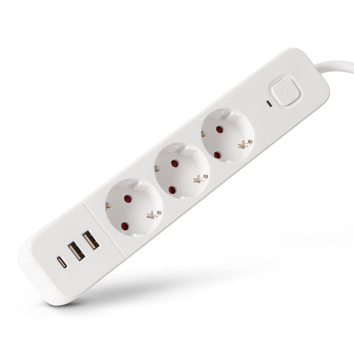 Entac Power Strip 3VÍAS With 2x USB-A And 1x Usb-c, Cable 1,5M, White — image 1