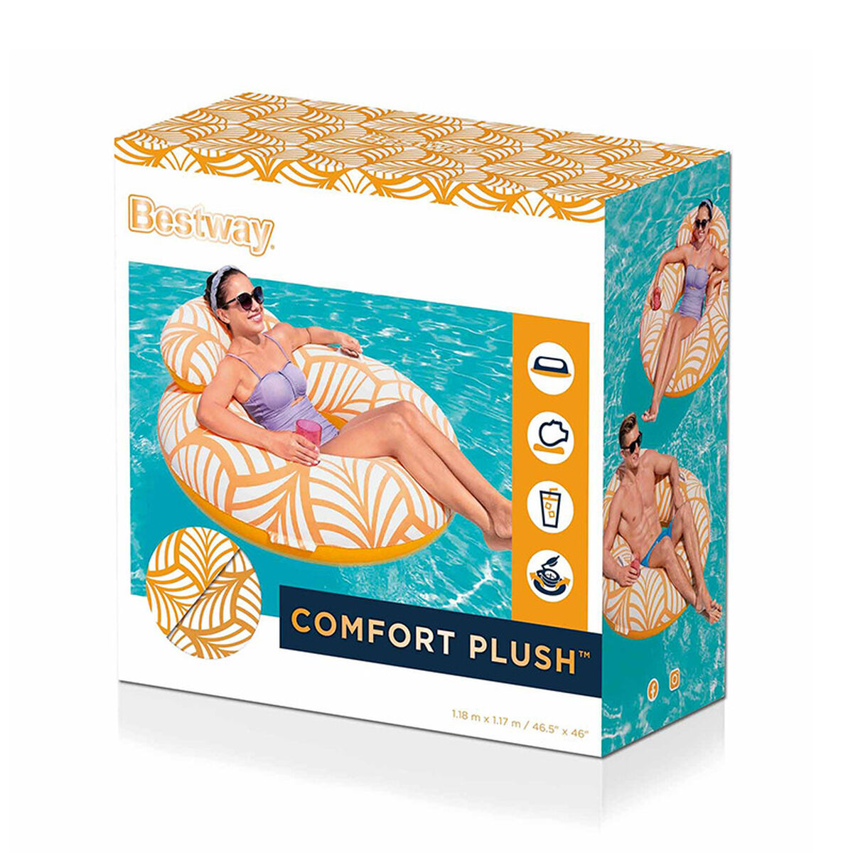 Bestway Inflatable Pool Chair Bestway Deluxe 118 X 117 Cm Orange