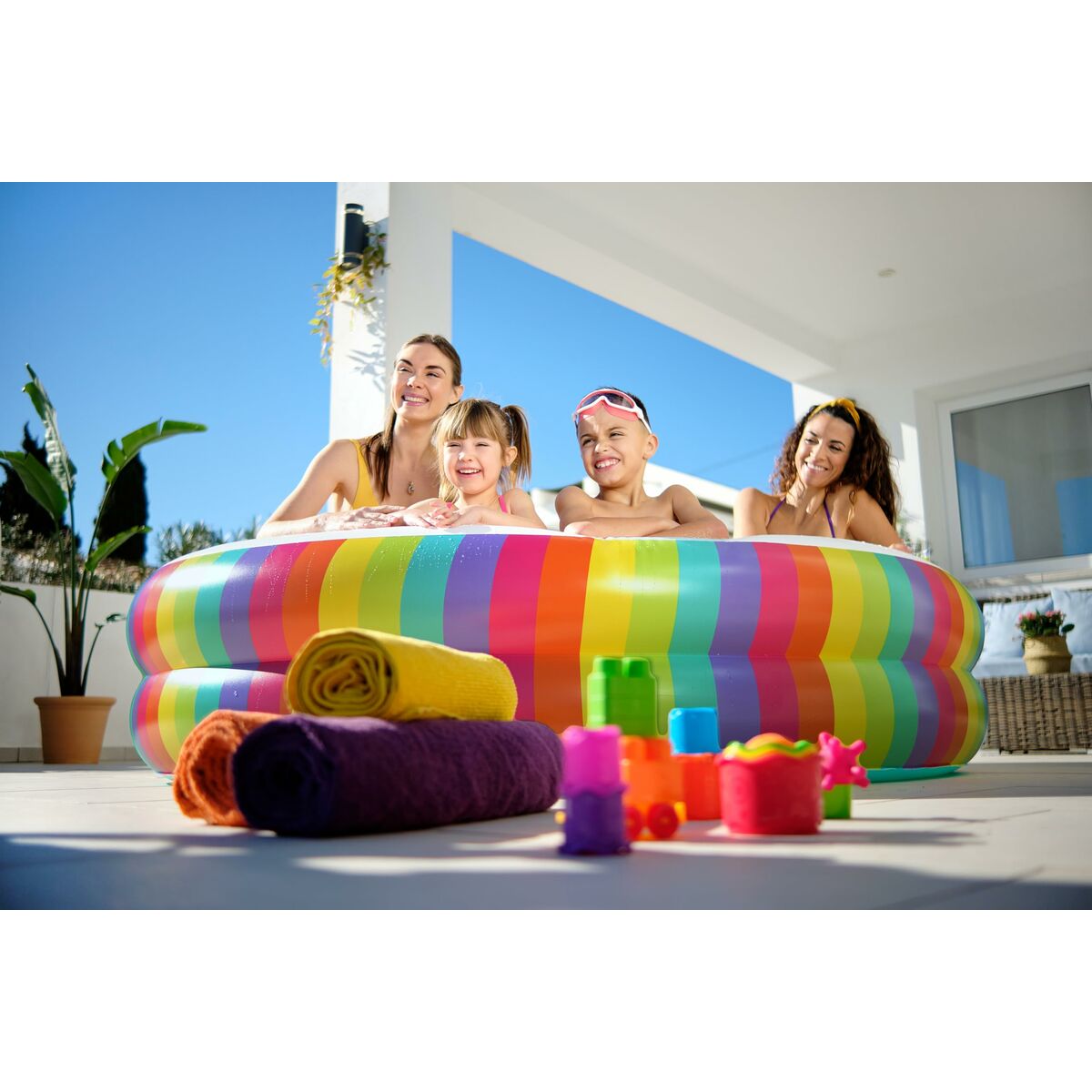 Bestway Inflatable Paddling Pool For Children Bestway Rainbow 206 X 206 X 51 Cm