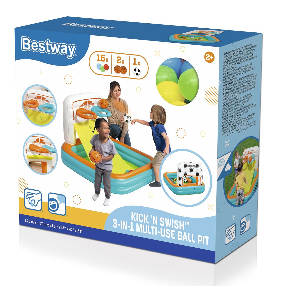 Bestway Inflatable Kids Pool With Baskets, Balls 120X107X84 Cm +2 Years Garden 52728