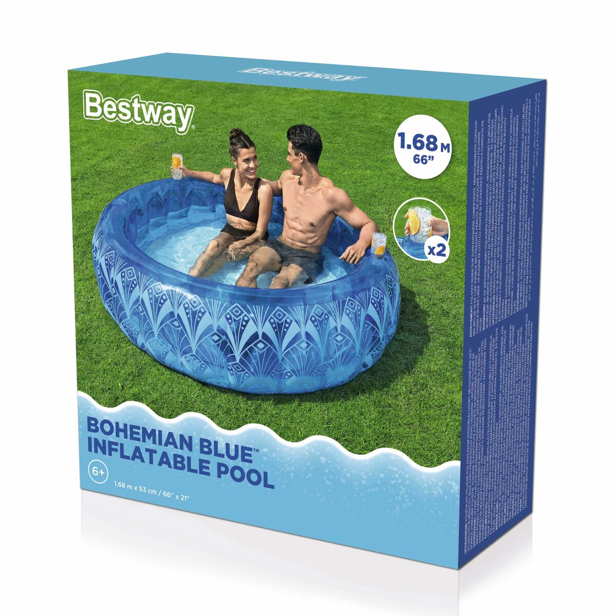 Bestway Inflatable Pool Extra Strong Blue Bohemian 168X53 Cm +6 Years Garden 54479