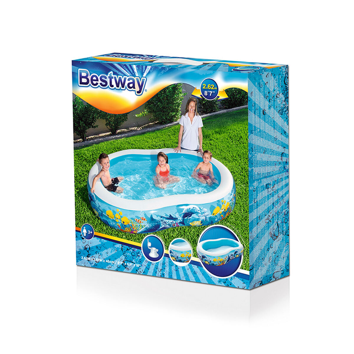 Bestway Inflatable Paddling Pool For Children Bestway Multicolour 262 X 157 X 46 Cm