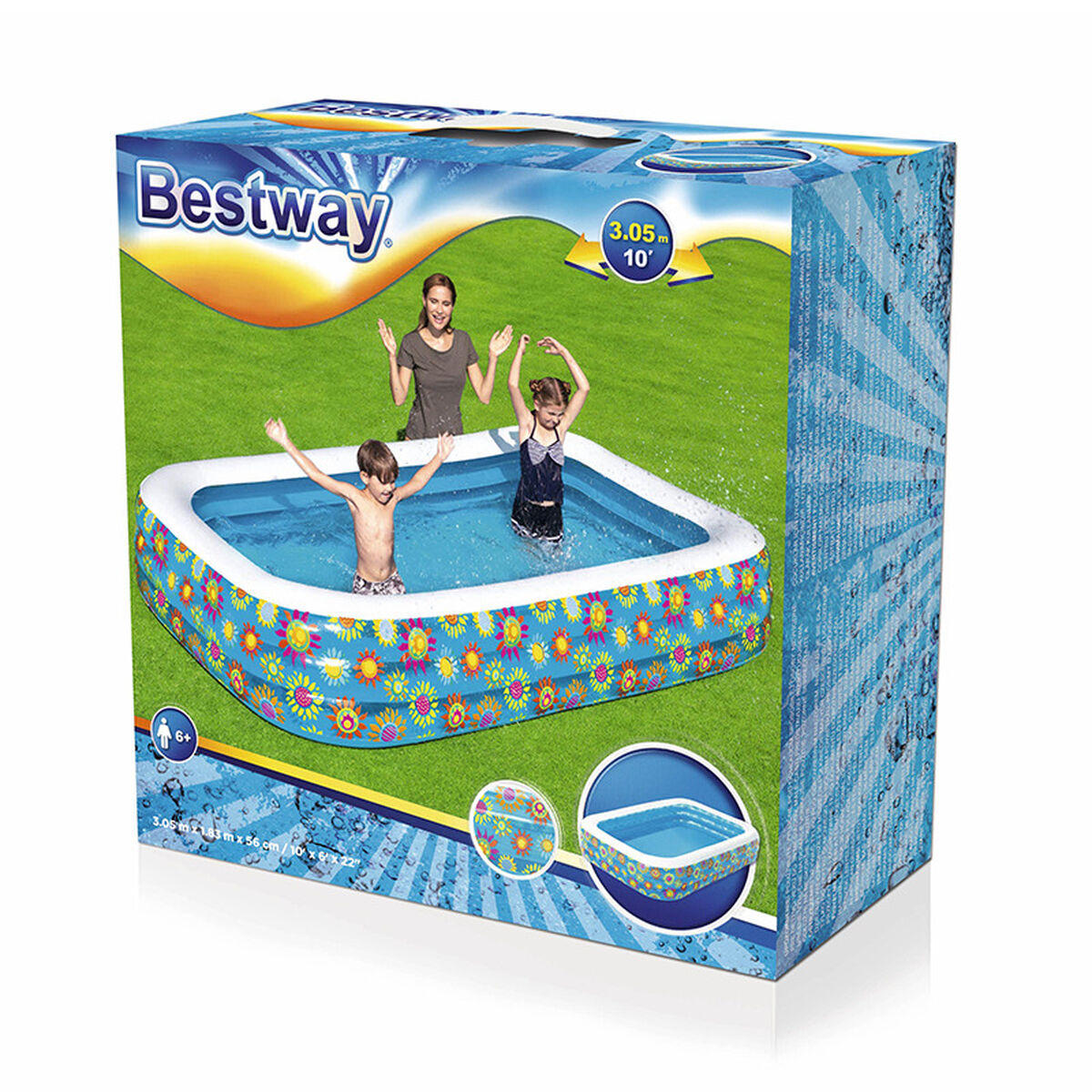 Bestway Inflatable Paddling Pool For Children Bestway Multicolour 305 X 183 X 56 Cm Floral