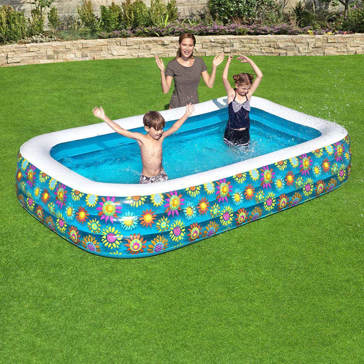 Bestway Inflatable Paddling Pool For Children Bestway Multicolour 305 X 183 X 56 Cm Floral
