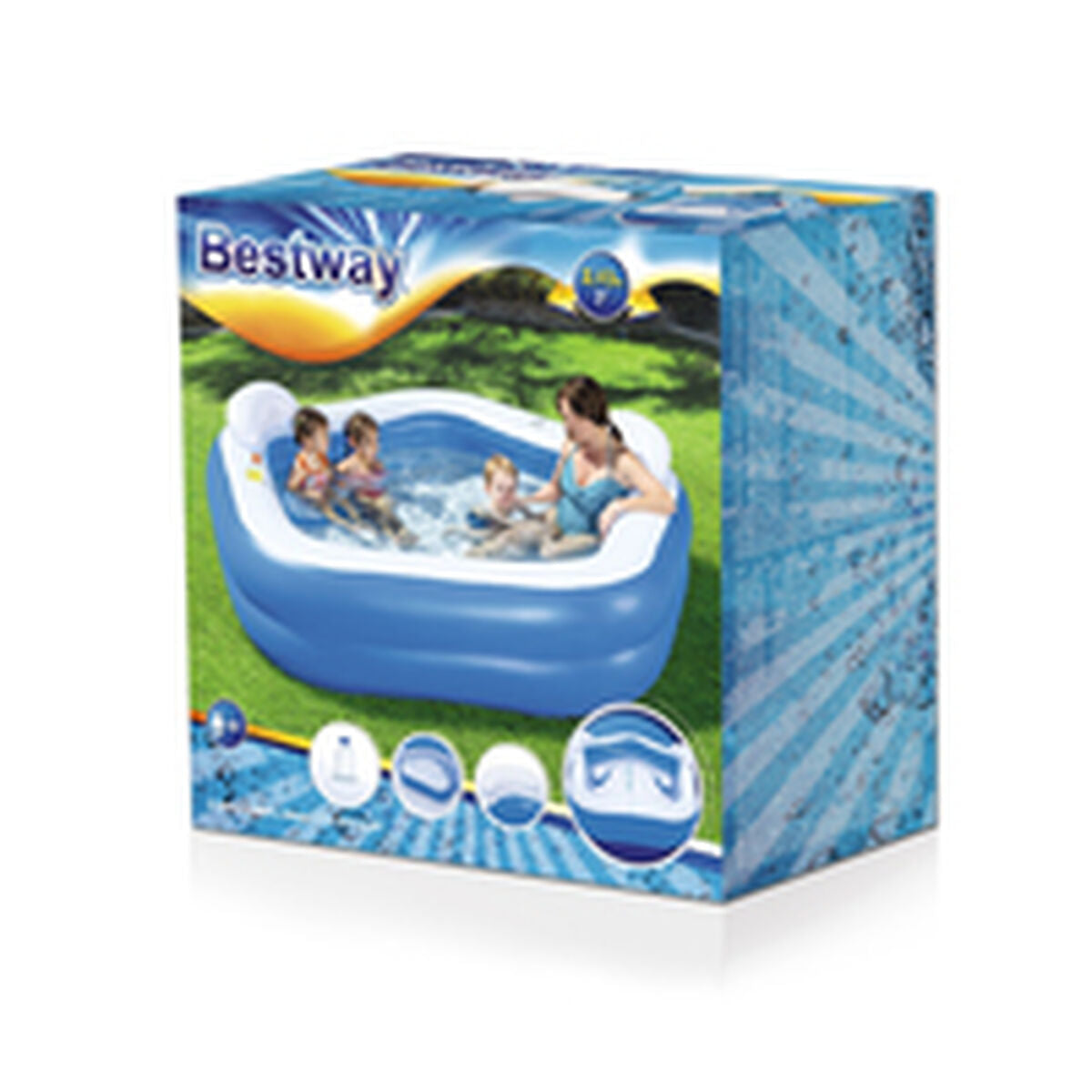 Bestway Inflatable Paddling Pool For Children Bestway Multicolour 213 X 206 X 69 Cm