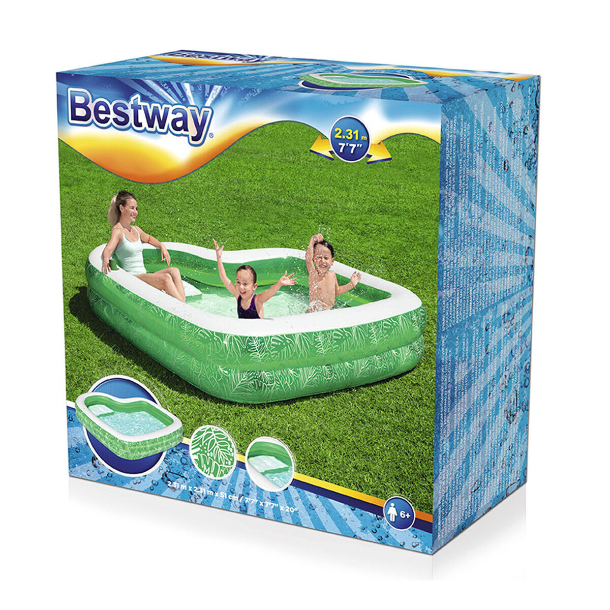 Bestway Inflatable Paddling Pool For Children Bestway Green Multicolour 231 X 231 X 51 Cm